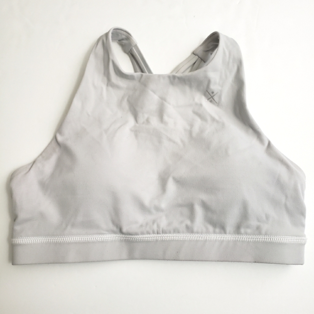 Small Free Spirit Light Gray Strappy Back Sports Bra